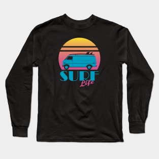 Surf Life, Retro 80s Illustration Long Sleeve T-Shirt